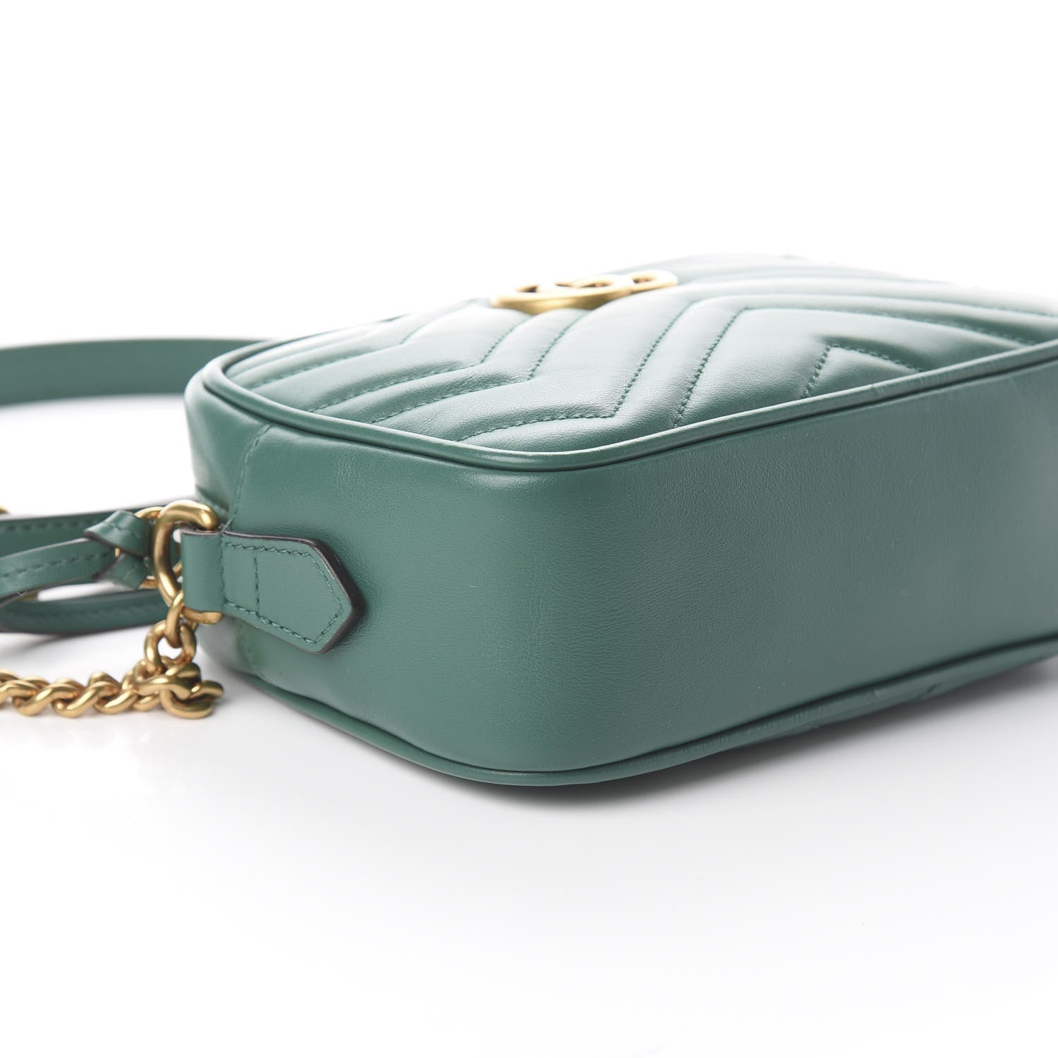 Gucci Calfskin Matelasse Mini GG Marmont Chain Shoulder Bag Emerald Green 5 of 8