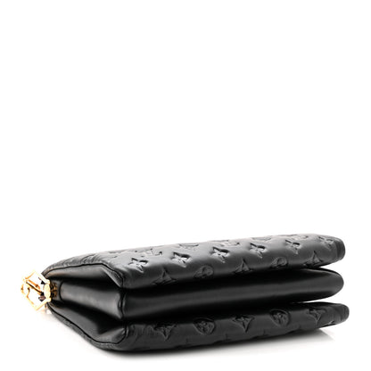 Louis Vuitton Lambskin Embossed Monogram Coussin PM Black 4 of 9