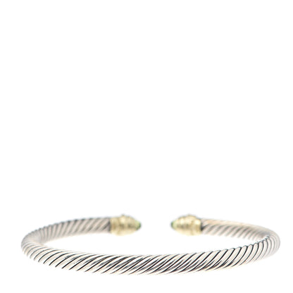 David Yurman Sterling Silver 14K Yellow Gold Peridot 5mm Cable Classics Petite Color Bracelet 3 of 4