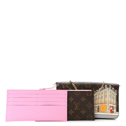 Louis Vuitton Monogram 2022 Christmas Animation Paris Pochette Felicie Chain Wallet Pink 3 of 11