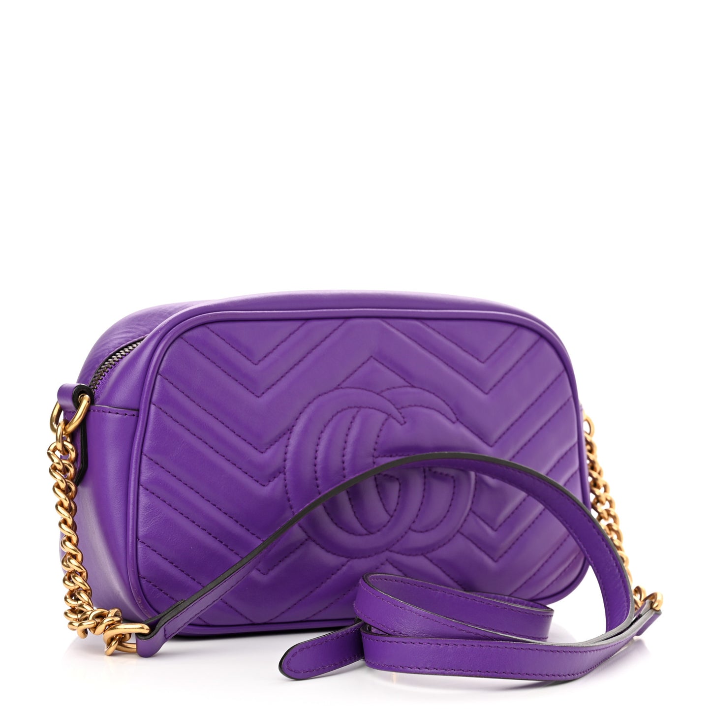 Calfskin Matelasse Small GG Marmont Chain Shoulder Bag Shine Purple