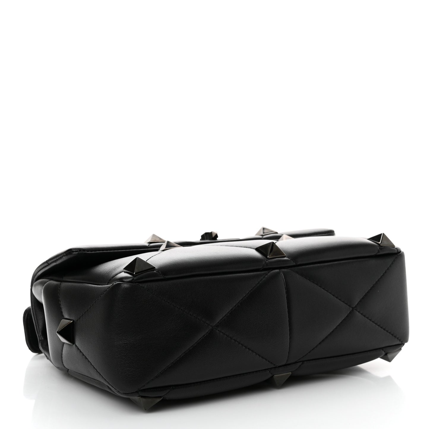 Nappa Monochrome Large Roman Stud Shoulder Bag Black
