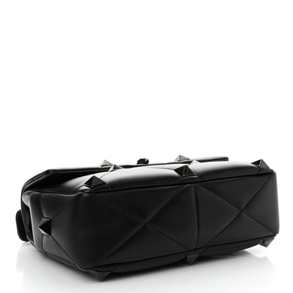 Valentino Garavani Nappa Monochrome Large Roman Stud Shoulder Bag Black 4 of 10