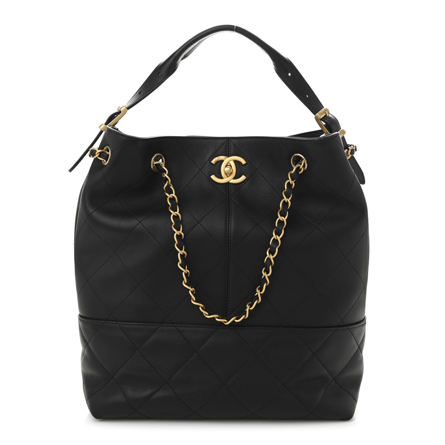 Chanel Calfskin Stitched Hobo Black 1 of 10