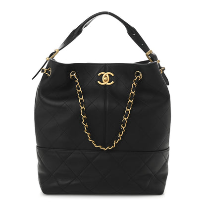 Chanel Calfskin Stitched Hobo Black 1 of 10
