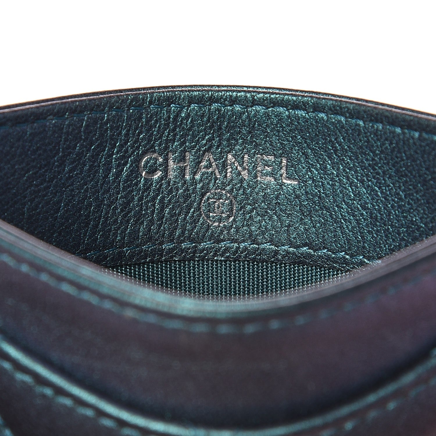 Chanel Metallic Lambskin Quilted Card Holder Turquoise 6 of 8