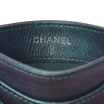 Chanel Metallic Lambskin Quilted Card Holder Turquoise 6 of 8