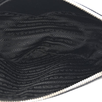 Prada Saffiano Cuir Triangle Logo Embossed Triangle Shoulder Bag Black 10 of 18