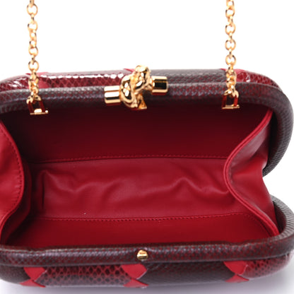 Bottega Veneta Snakeskin Nappa Intrecciato Chain Knot Clutch Bordeaux 4 of 4