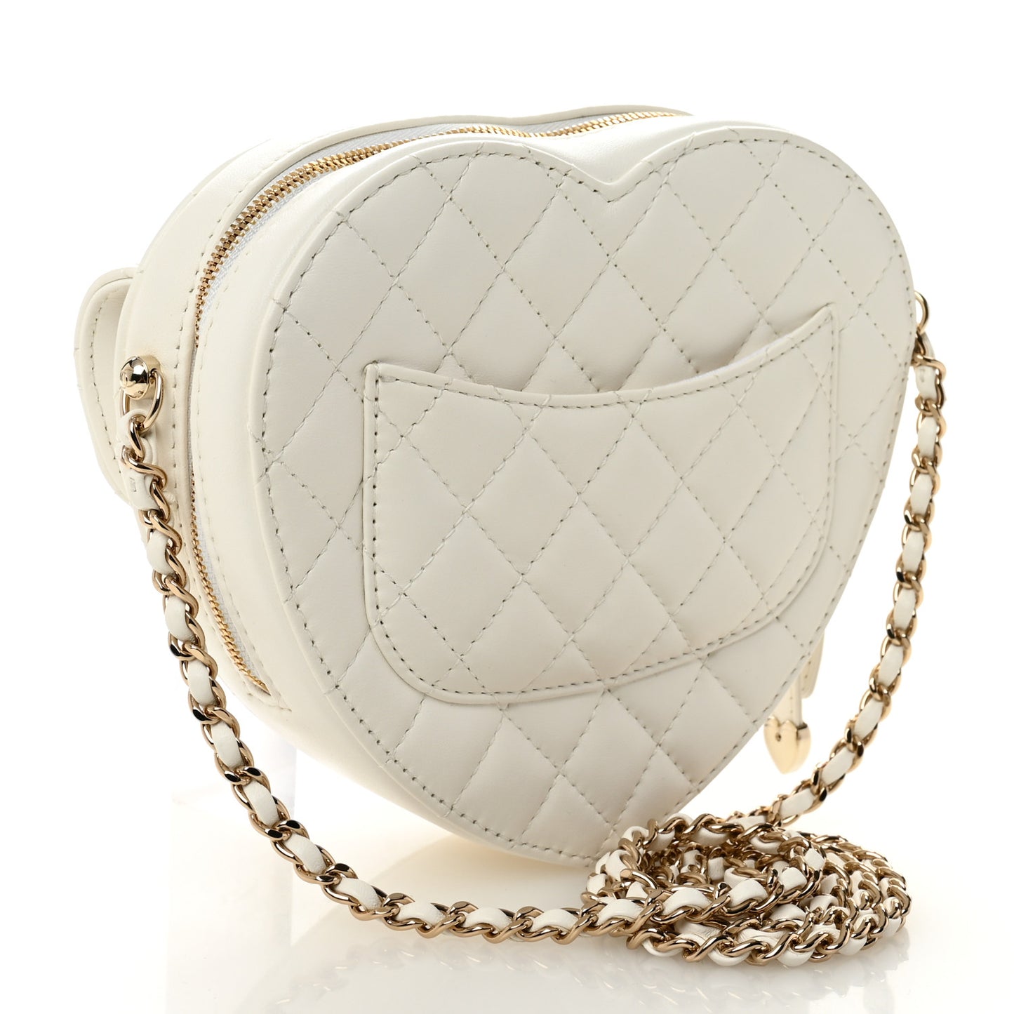 Lambskin Quilted CC In Love Heart Bag White