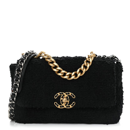 Chanel Tweed Quilted Medium Chanel 19 Flap Black 1 of 9