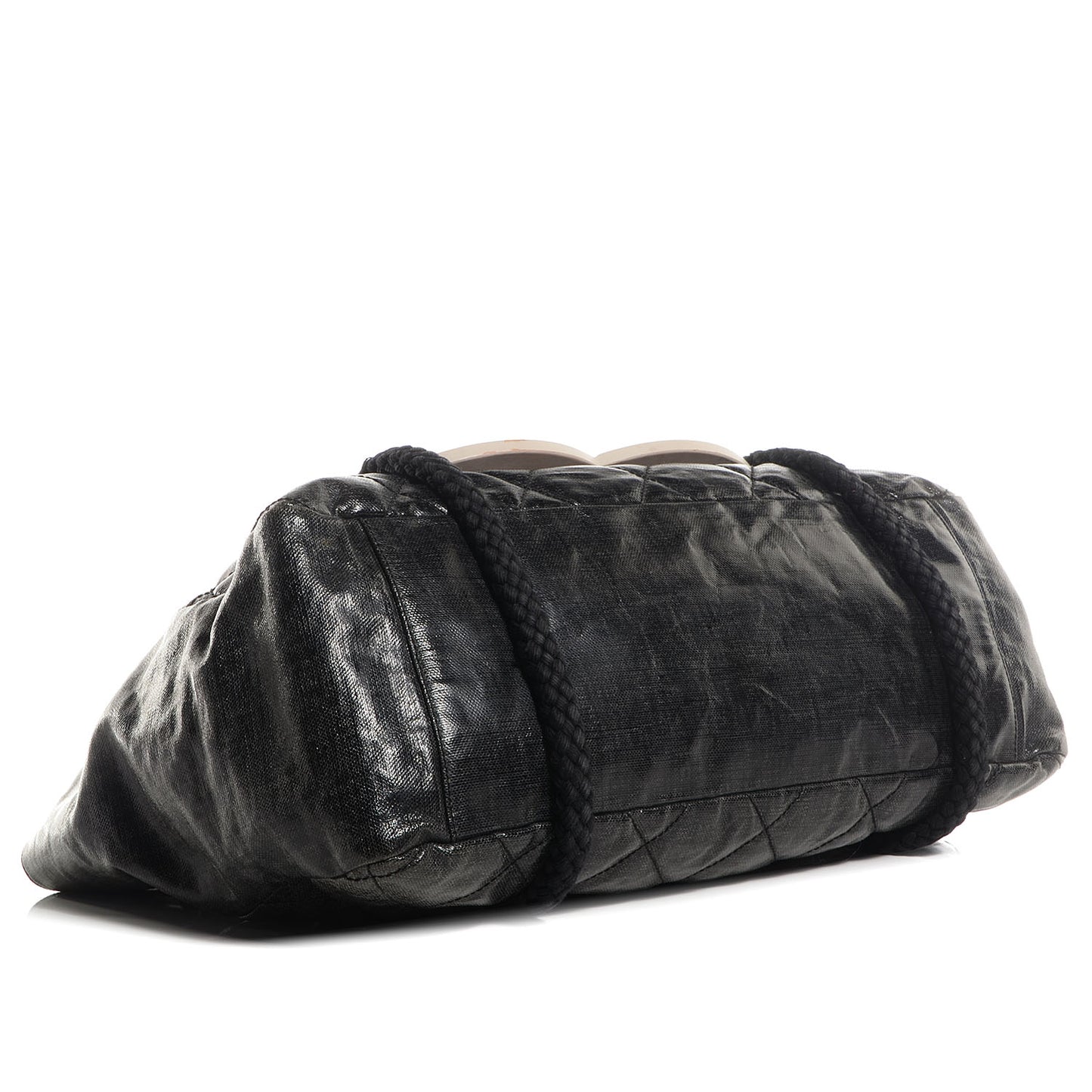 Coated Canvas Large CC Tote Black White