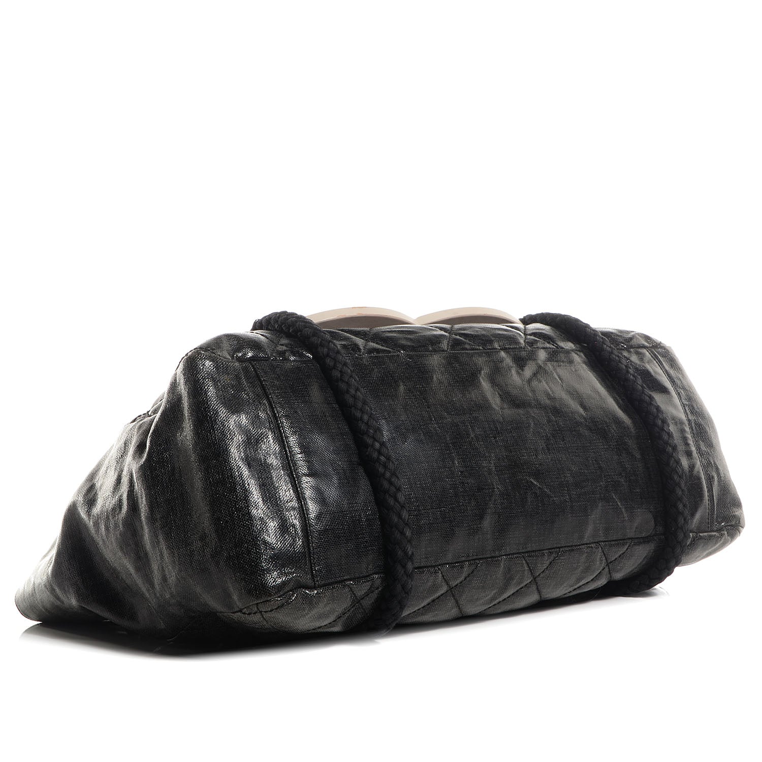 Chanel Coated Canvas Large CC Tote Black White 4 of 8