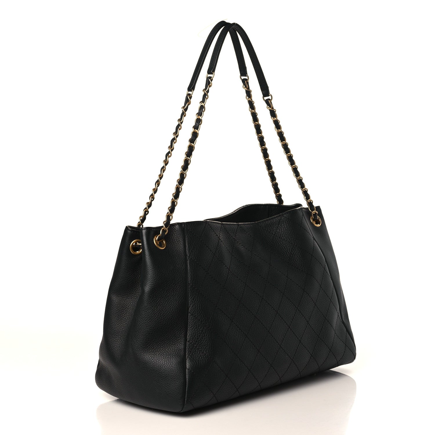 Chanel Grained Calfskin Stitched Large Supple Rock Shopping Tote Black 3 of 10