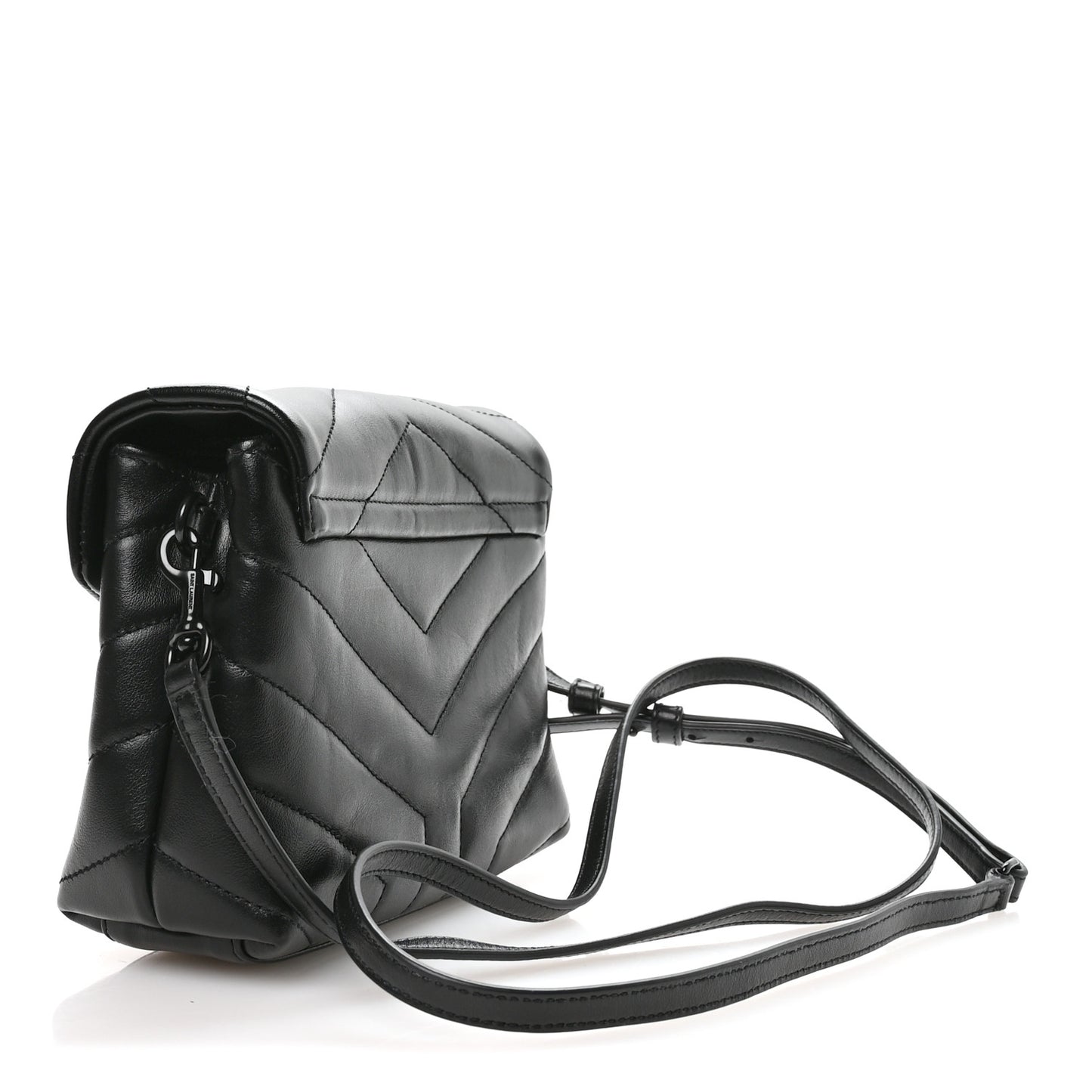 Calfskin Y Quilted Monogram Monochrome Toy Loulou Crossbody Bag Black