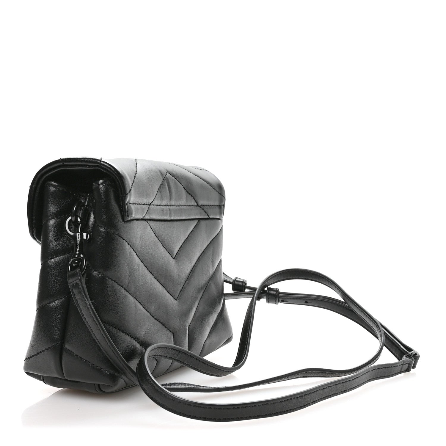Saint Laurent Calfskin Y Quilted Monogram Monochrome Toy Loulou Crossbody Bag Black 3 of 11