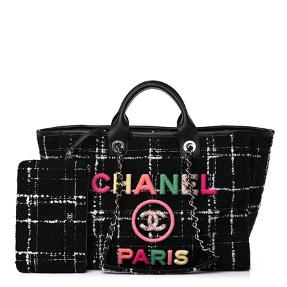 Chanel Tweed Medium Deauville Tote Black White Multicolor 1 of 10