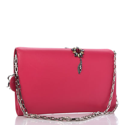 Christian Dior Lambskin Floral Embellished Clutch Pink 3 of 12