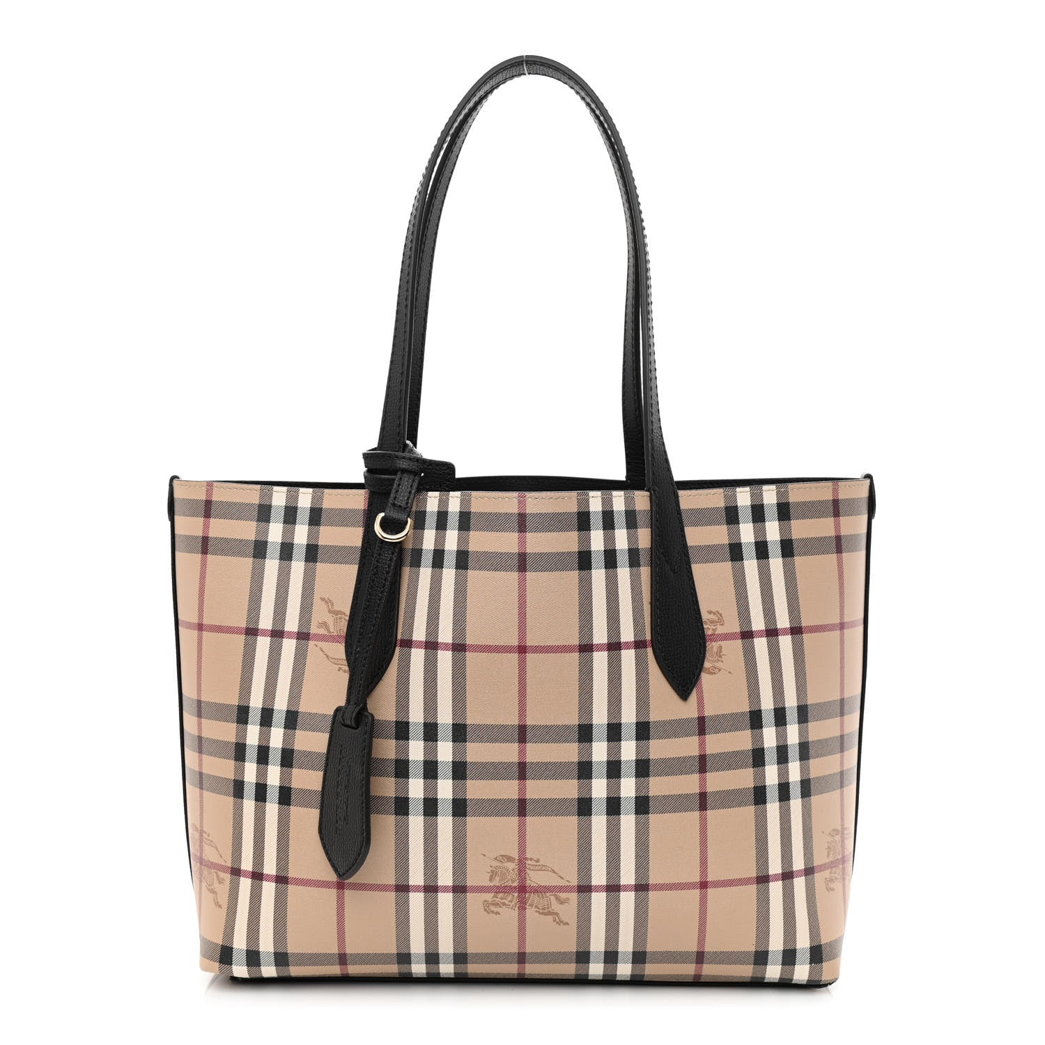 Burberry Grainy Calfskin Haymarket Check Small Reversible Tote Black 1 of 17