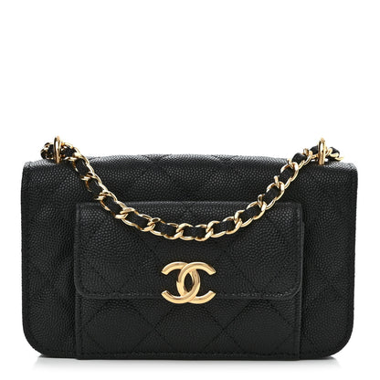 Chanel Caviar Quilted Pocket Twins Clutch With Chain Black 1 of 13