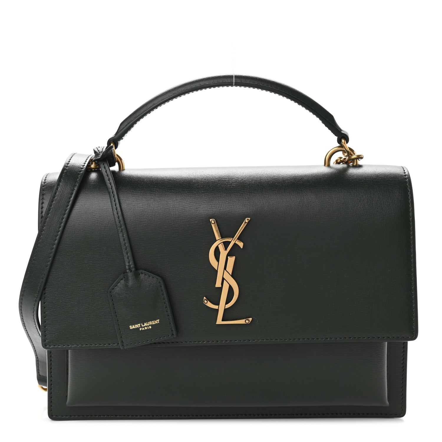 Saint Laurent Calfskin Medium Monogram Sunset Dark Green 1 of 10