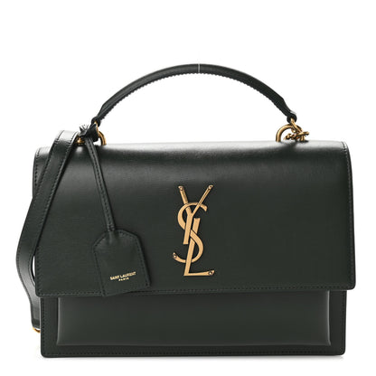 Saint Laurent Calfskin Medium Monogram Sunset Dark Green 1 of 10
