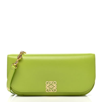 Loewe Silk Calfskin Goya Long Chain Clutch Green Bean 1 of 6