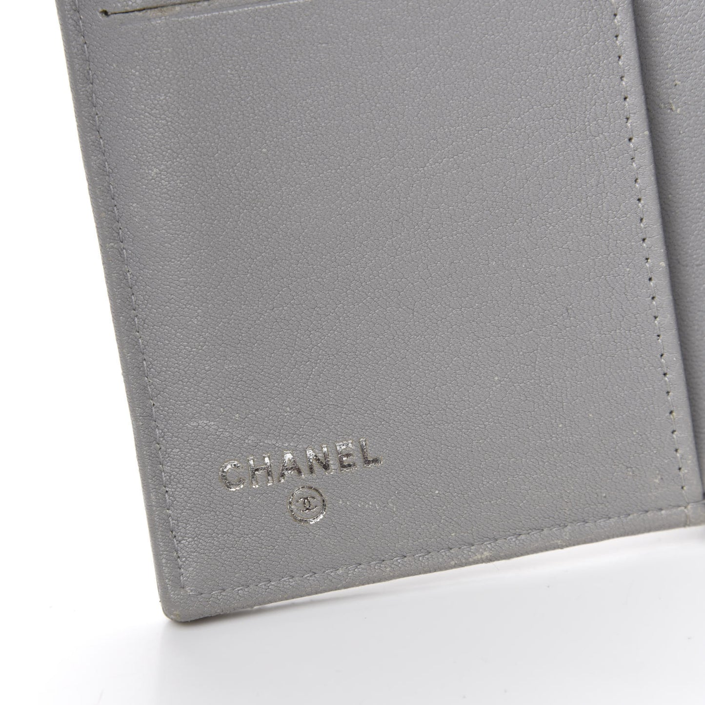 Lambskin Quilted CC Box Flap Wallet Grey