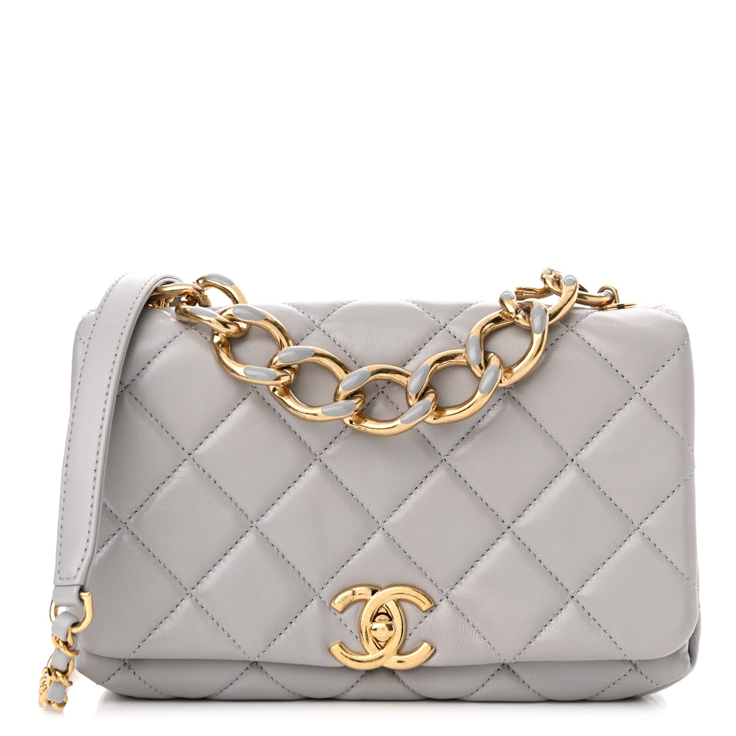 Chanel Lambskin Quilted Medium Color Match Flap Grey 1 of 11