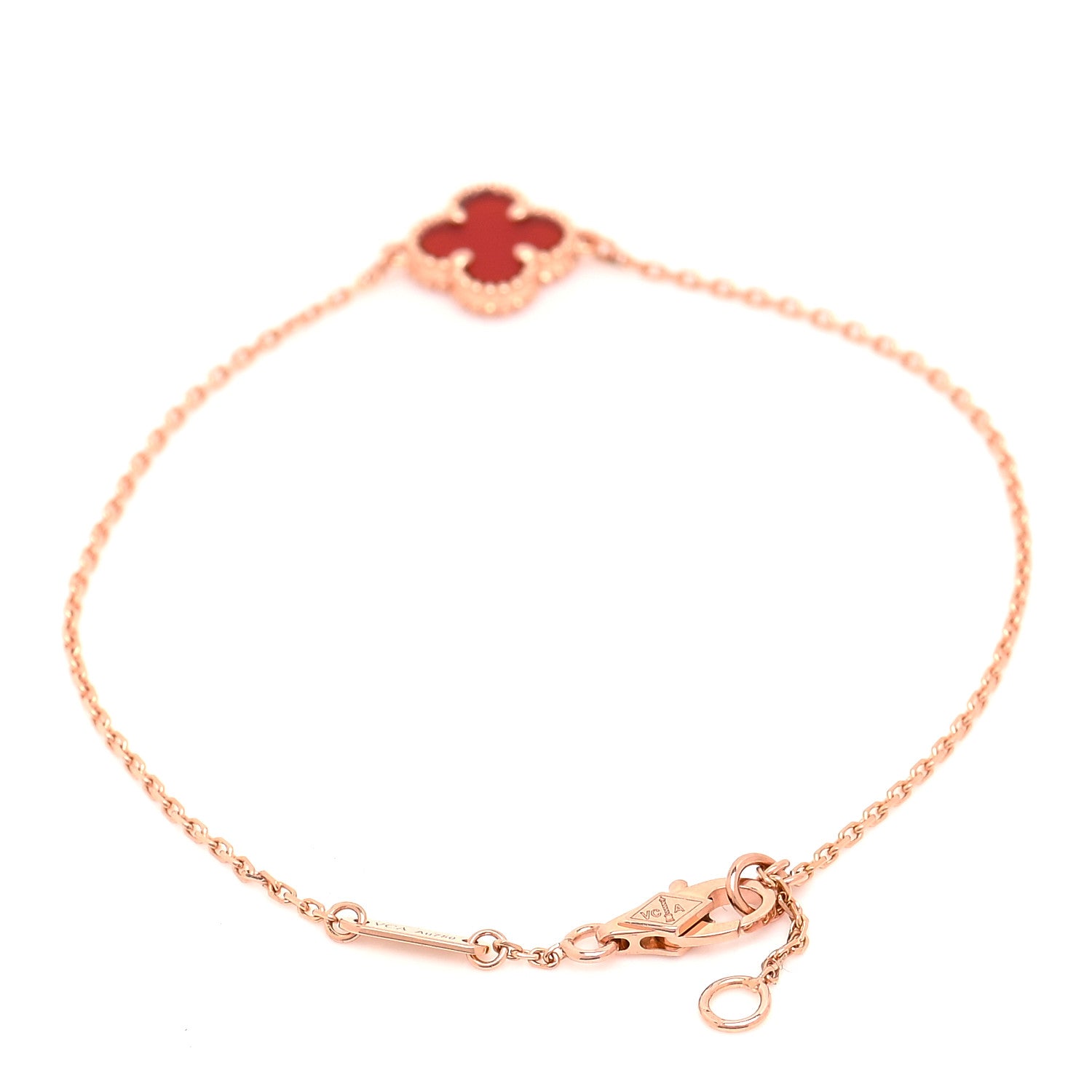 Van Cleef & Arpels 18K Rose Gold Carnelian Sweet Alhambra Bracelet 3 of 7