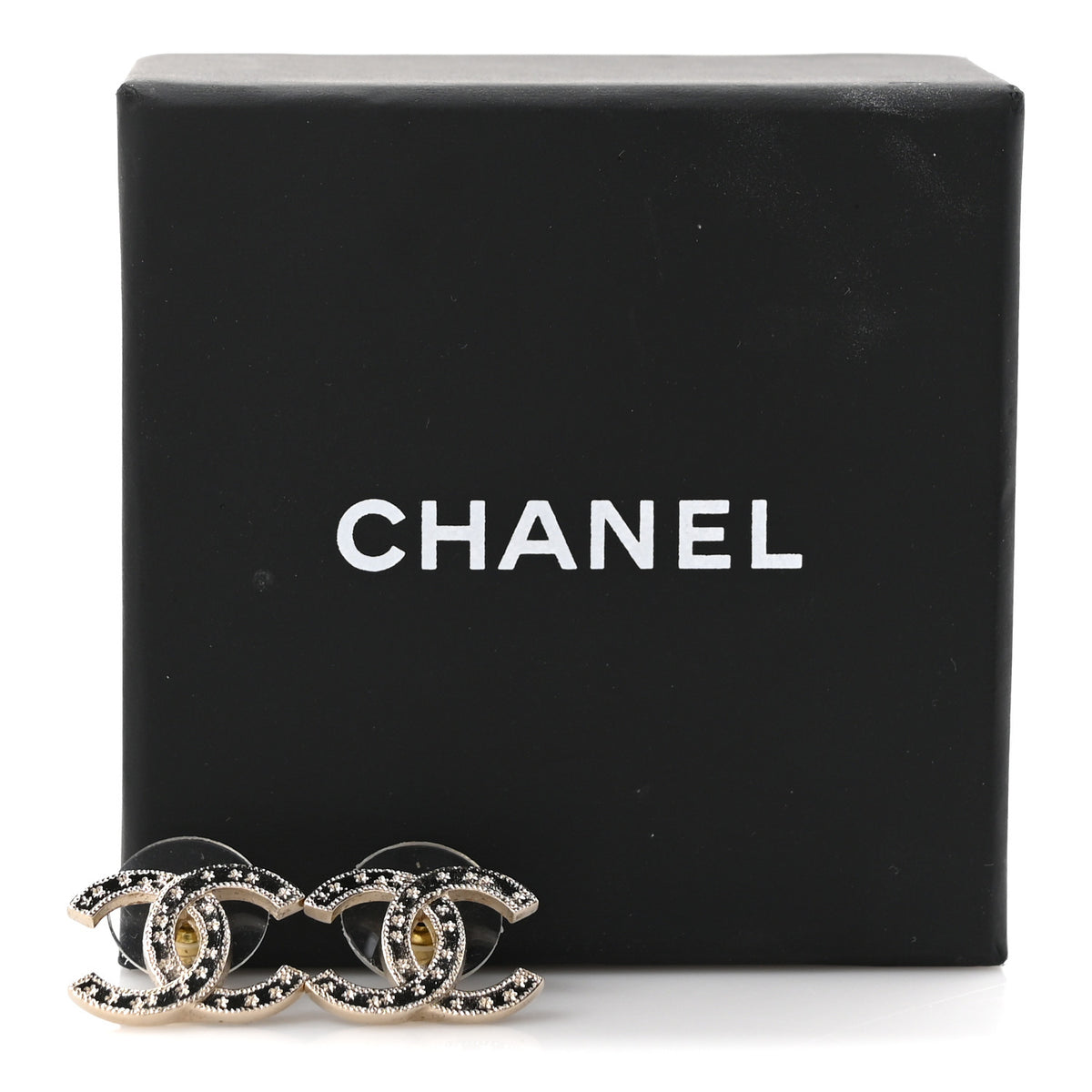 Chanel Crystal CC Earrings Gold 5 of 5