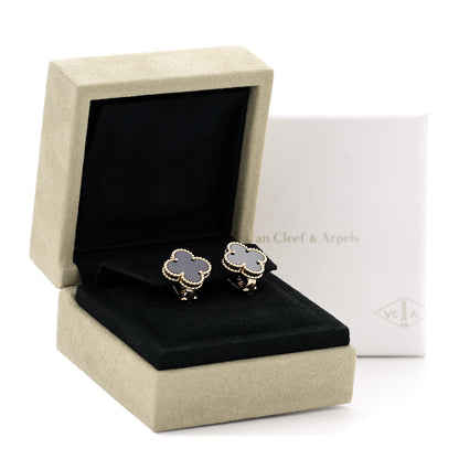 Van Cleef & Arpels 18K Yellow Gold Black Onyx Vintage Alhambra Earrings 5 of 5
