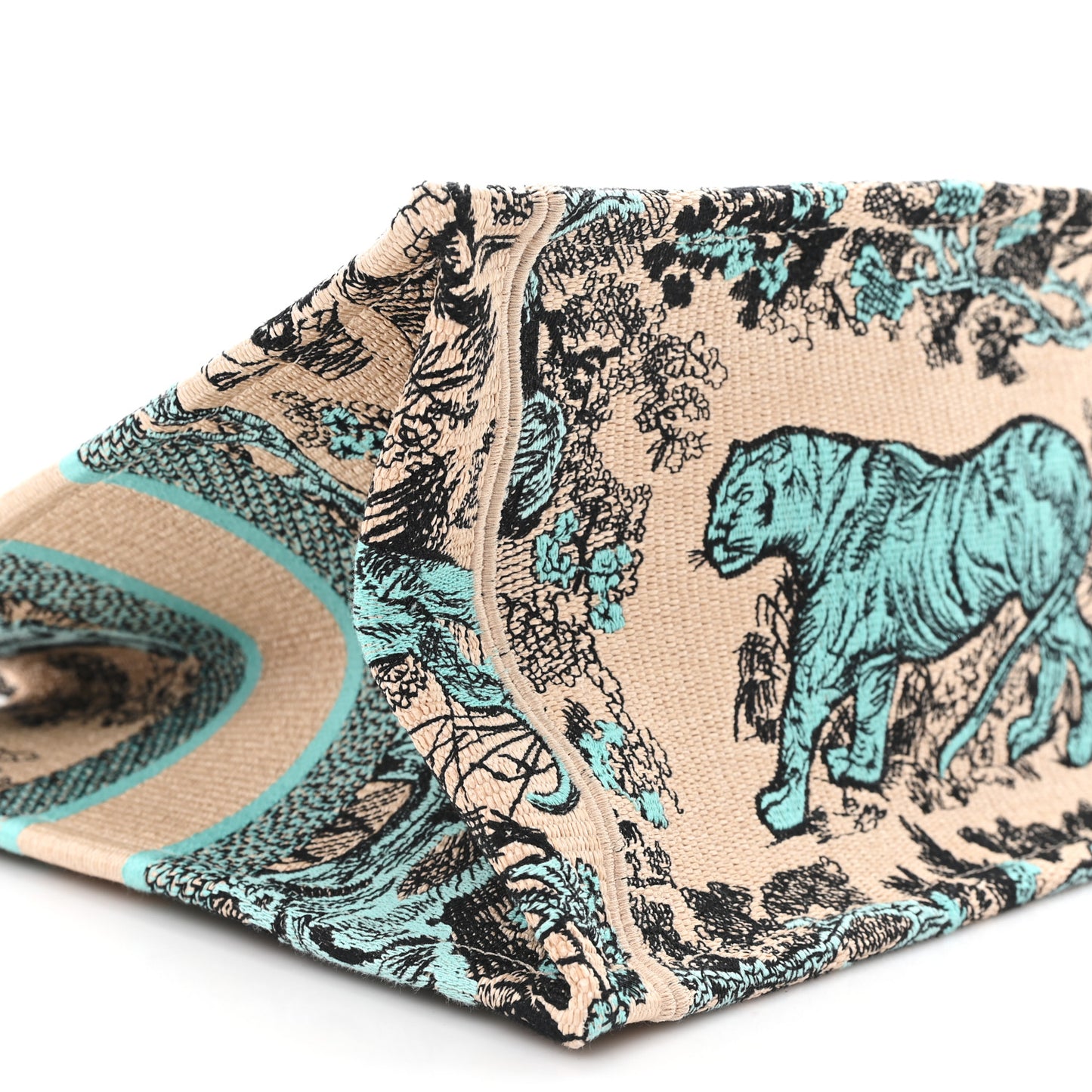 Raffia Embroidered Dioriviera Medium Book Tote Aquamarina