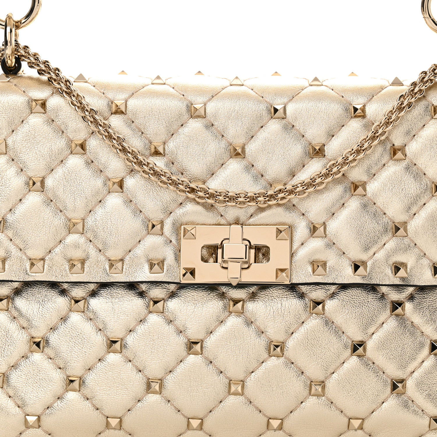Valentino Garavani Metallic Wrinkled Lambskin Medium Rockstud Spike Shoulder Bag Mekong 7 of 11