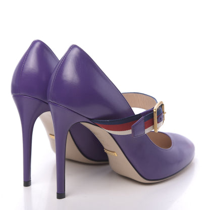 Gucci Malaga Kid Sylvie High Heel Pumps 36.5 Shine Purple 4 of 9