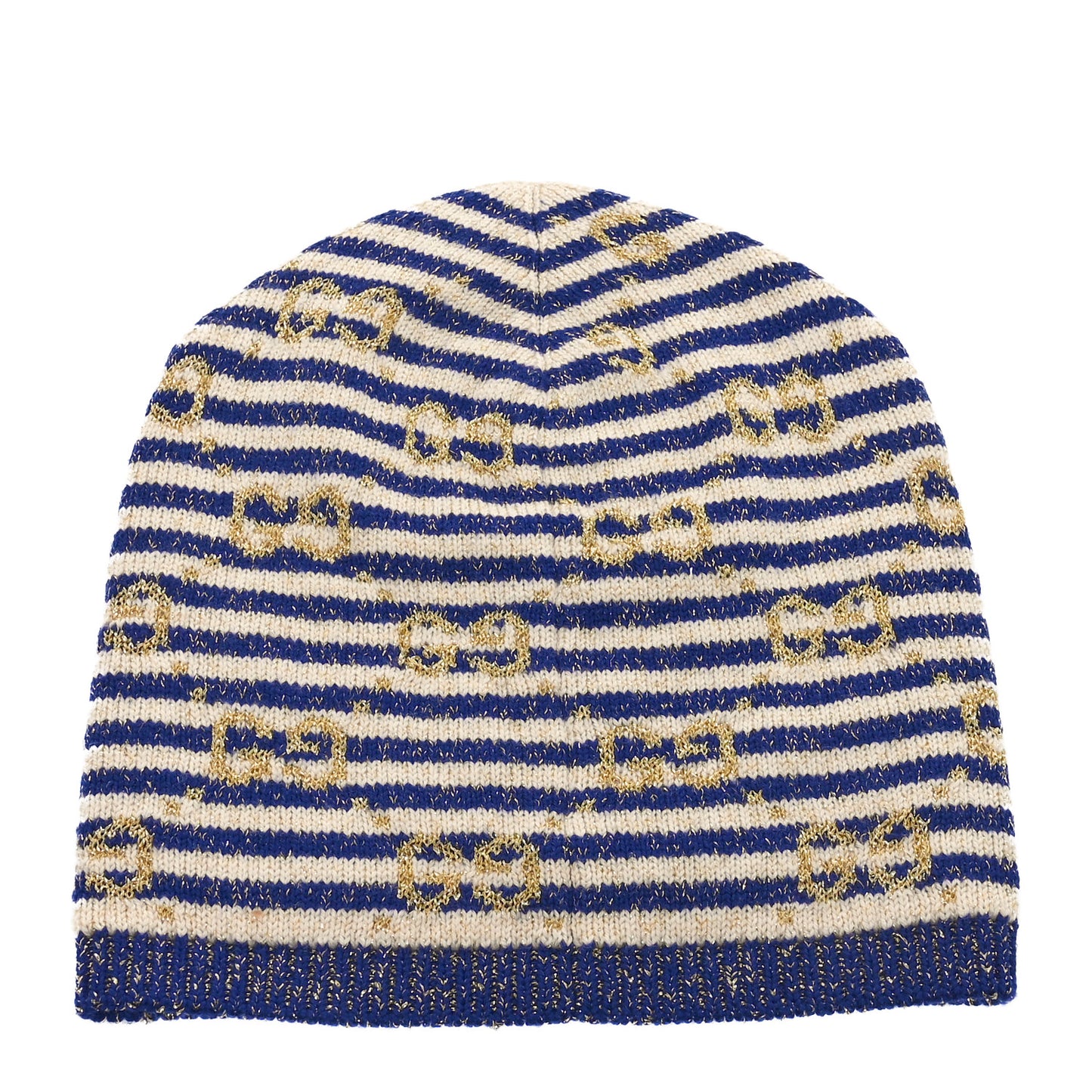 Cotton Monogram Jumbo GG Beanie Hat S Navy Ivory