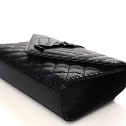 Saint Laurent Grain De Poudre Textured Mixed Matelasse Triquilt Small Monogram Monochrome Satchel Black 8 of 9