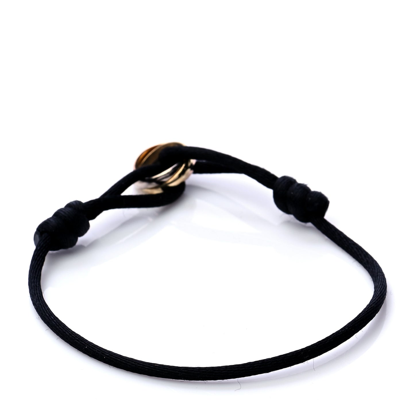 18K Pink Yellow White Gold Trinity Adjustable Cord Bracelet Black