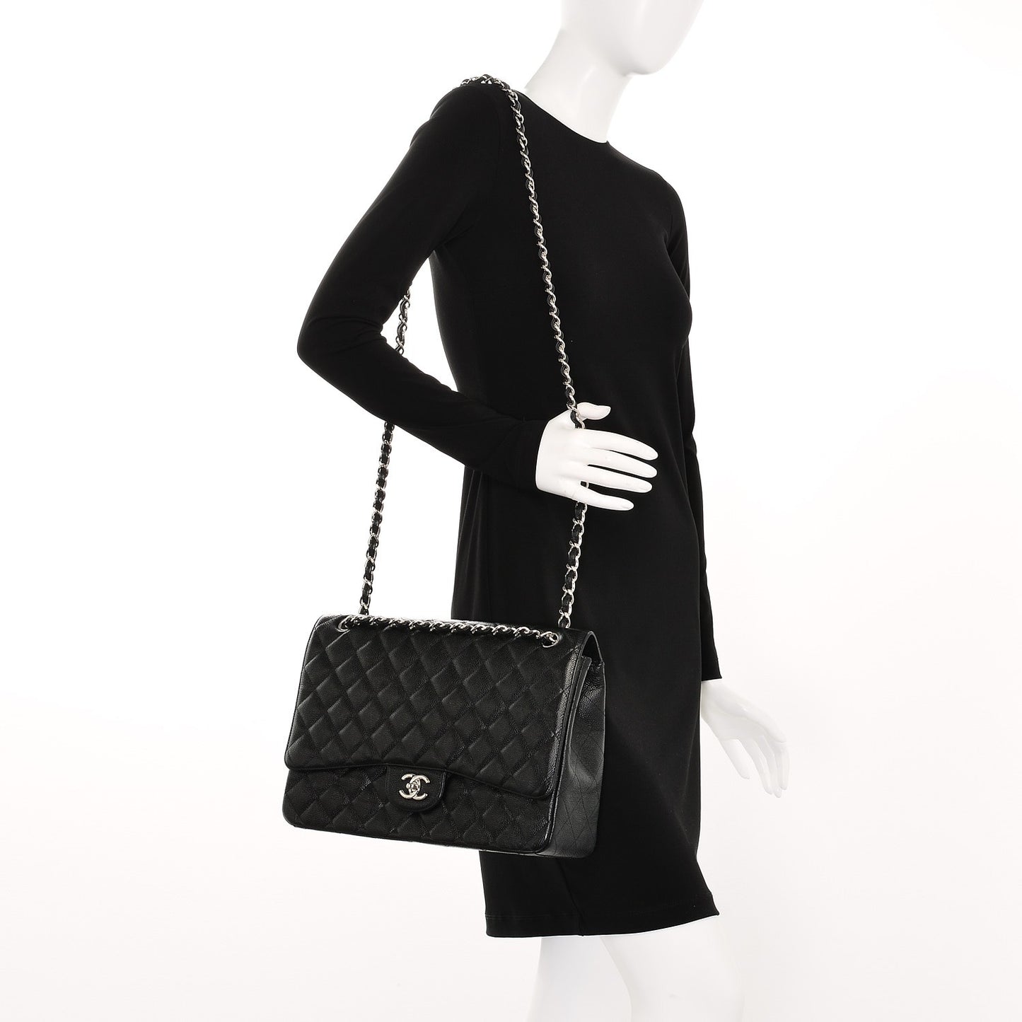 Caviar Quilted Maxi Single Flap Black