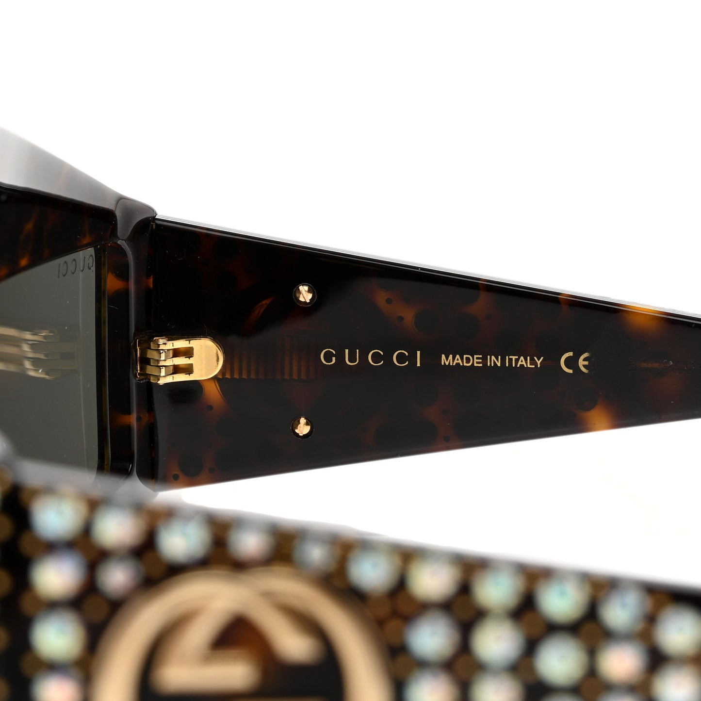 Crystal Rectangular Frame Sunglasses GG0357S Tortoiseshell