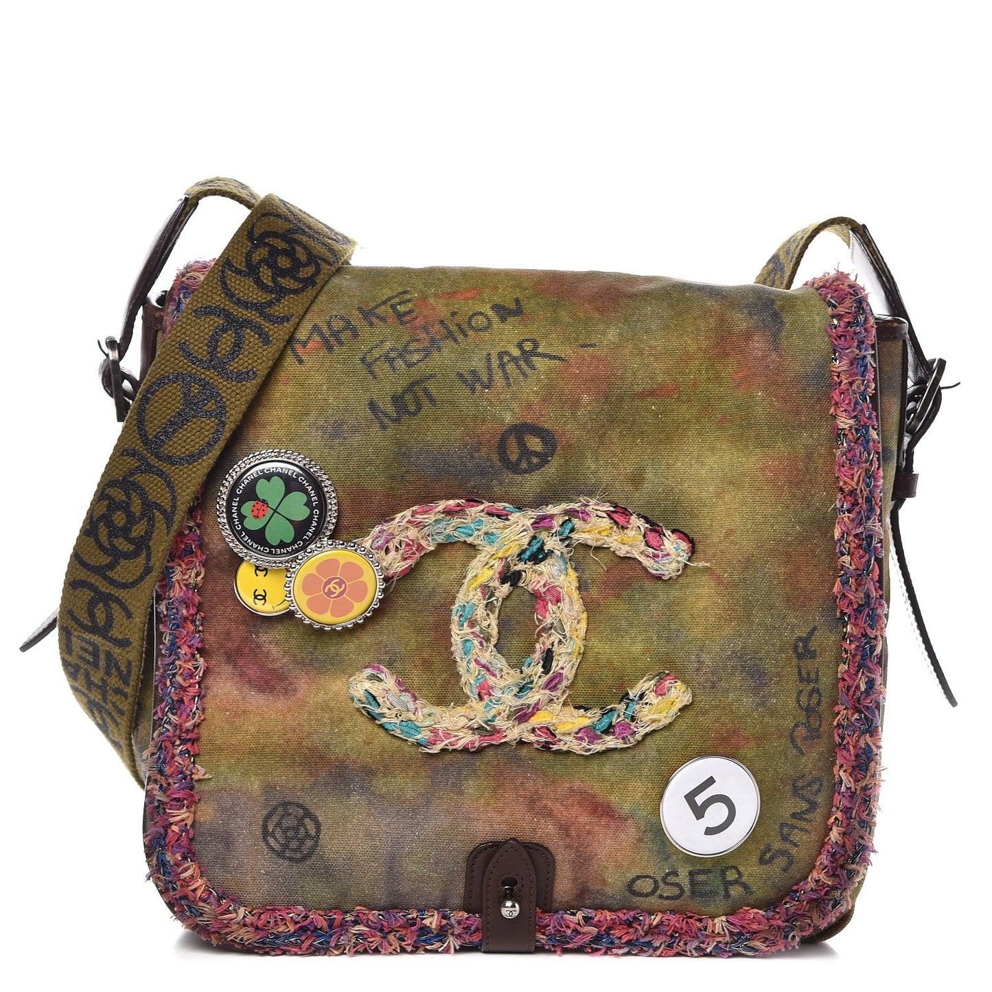 Washed Toile Graffiti On The Pavements Messenger Khaki Multicolor