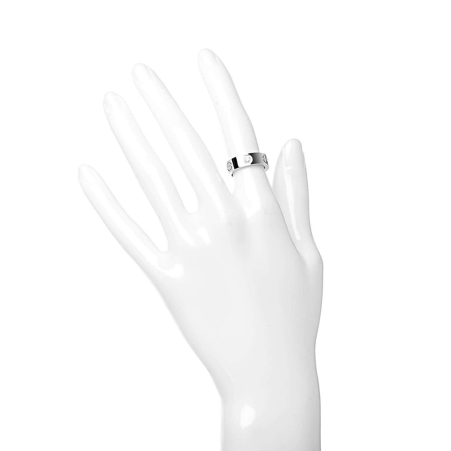 Cartier 18K White Gold 3 Diamond 5.5mm LOVE Ring 48 4.5 2 of 7