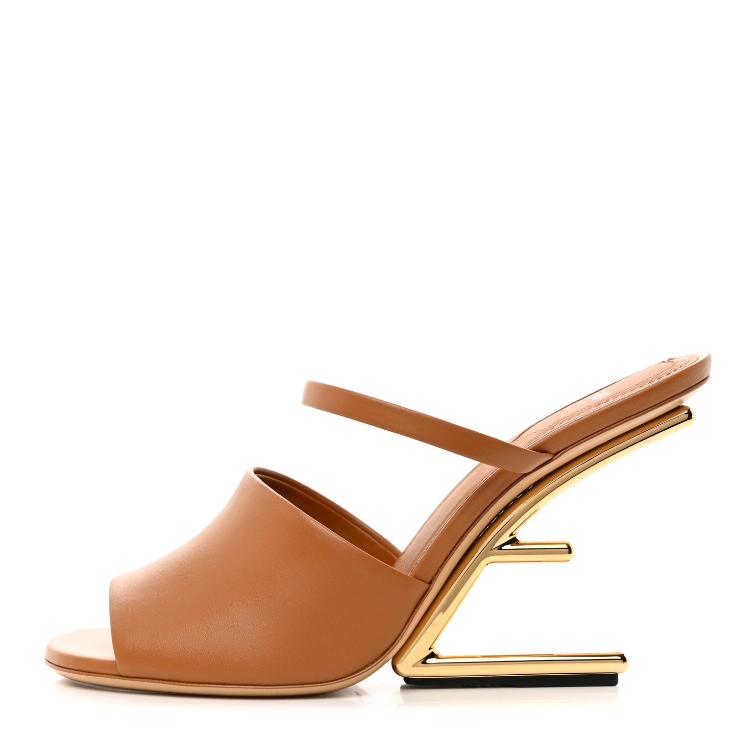 Fendi Calfskin Fendi First 95mm Slide Sandals 39 Caramello 1 of 8