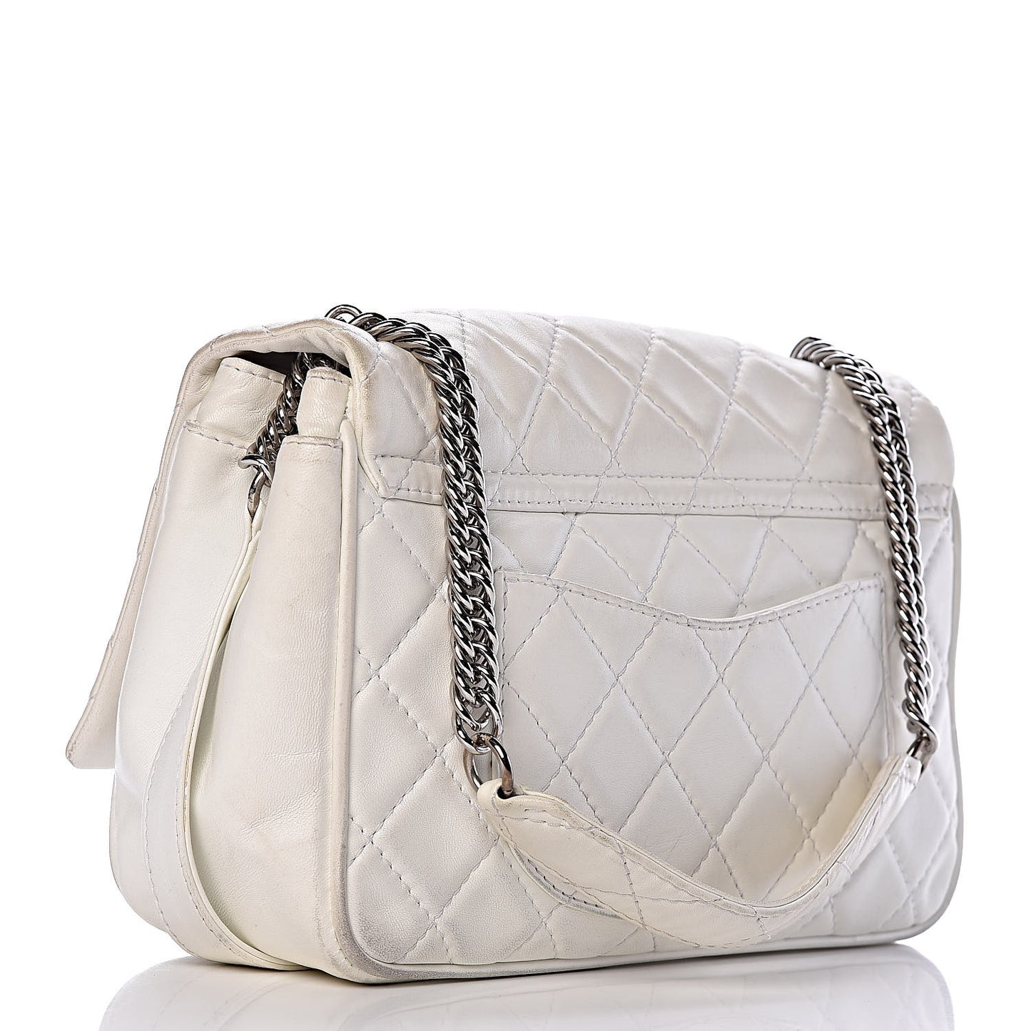 Lambskin Quilted Flap White
