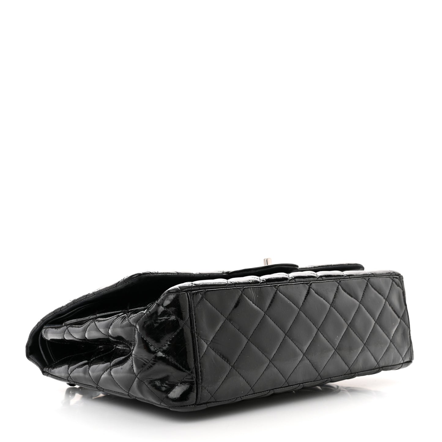Patent Quilted Maxi Double Flap Black
