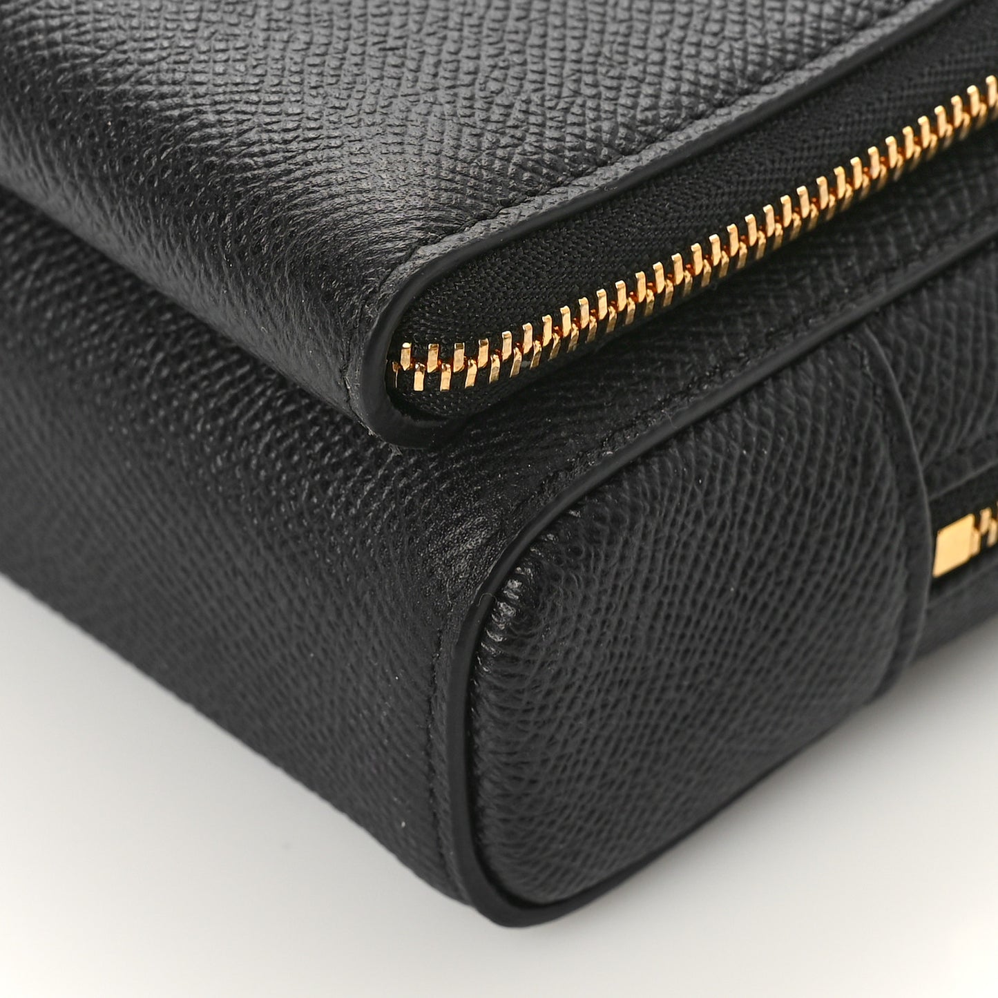 Grained Calfskin Caro Double Pouch Black