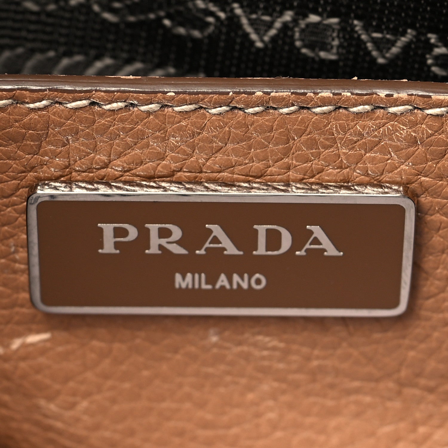 Prada Glace Calf Studded Twin Pocket Tote Caramel 8 of 14