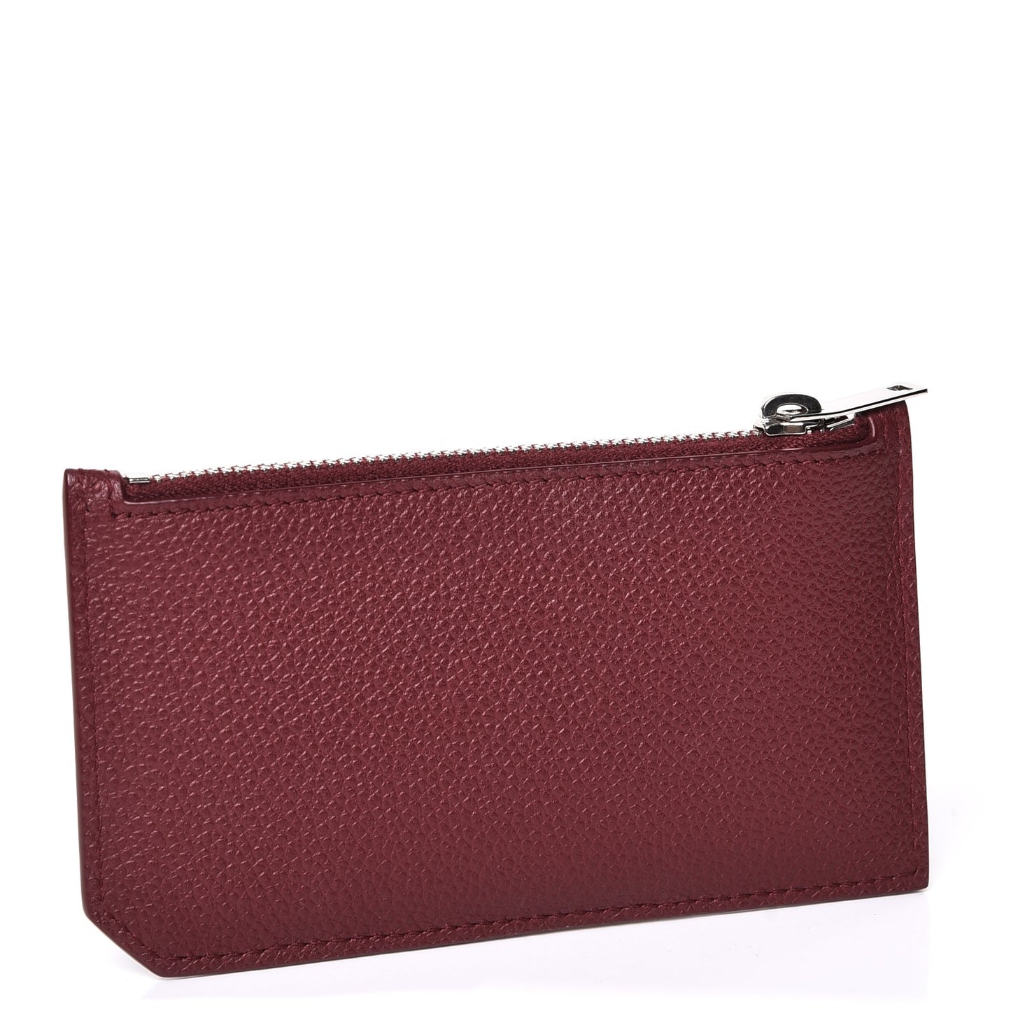 Grained Calfskin 5 Fragments Zip Pouch Card Holder Burgundy