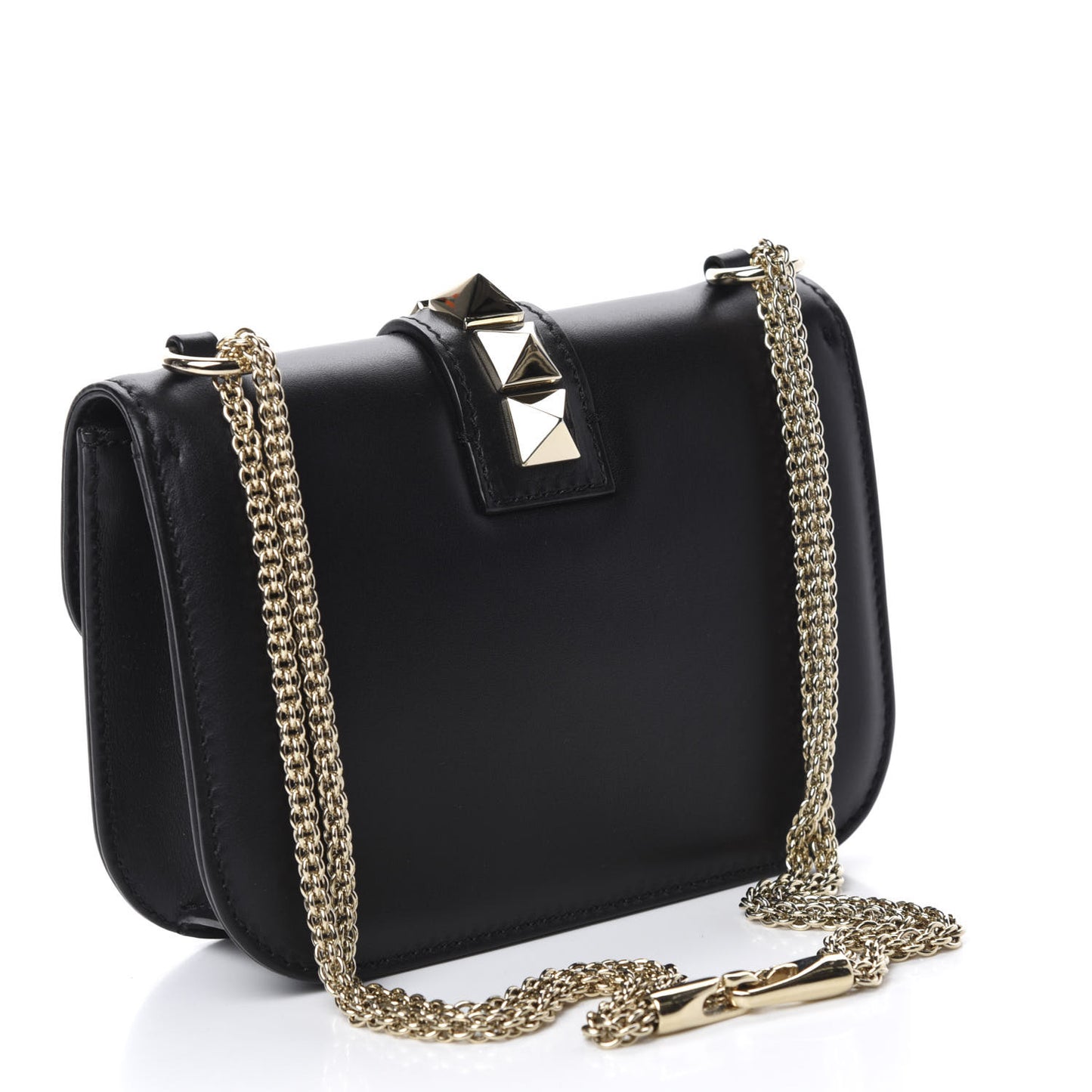 Vitello Small Glam Lock Rockstud Flap Black