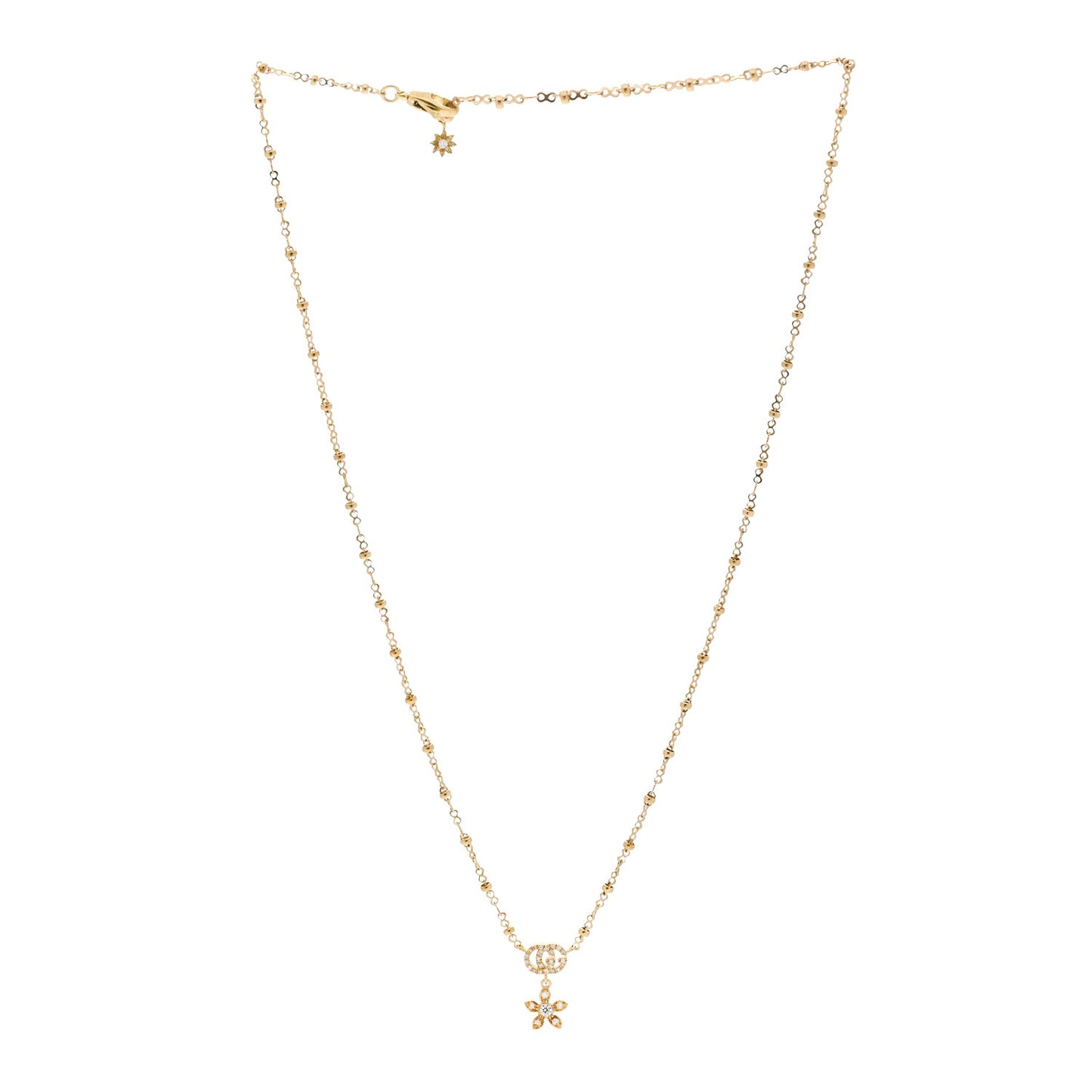 18K Yellow Gold Diamond Flora Necklace